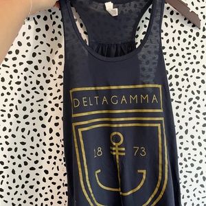 Delta Gamma DG DeeGee Navy and Gold Tank